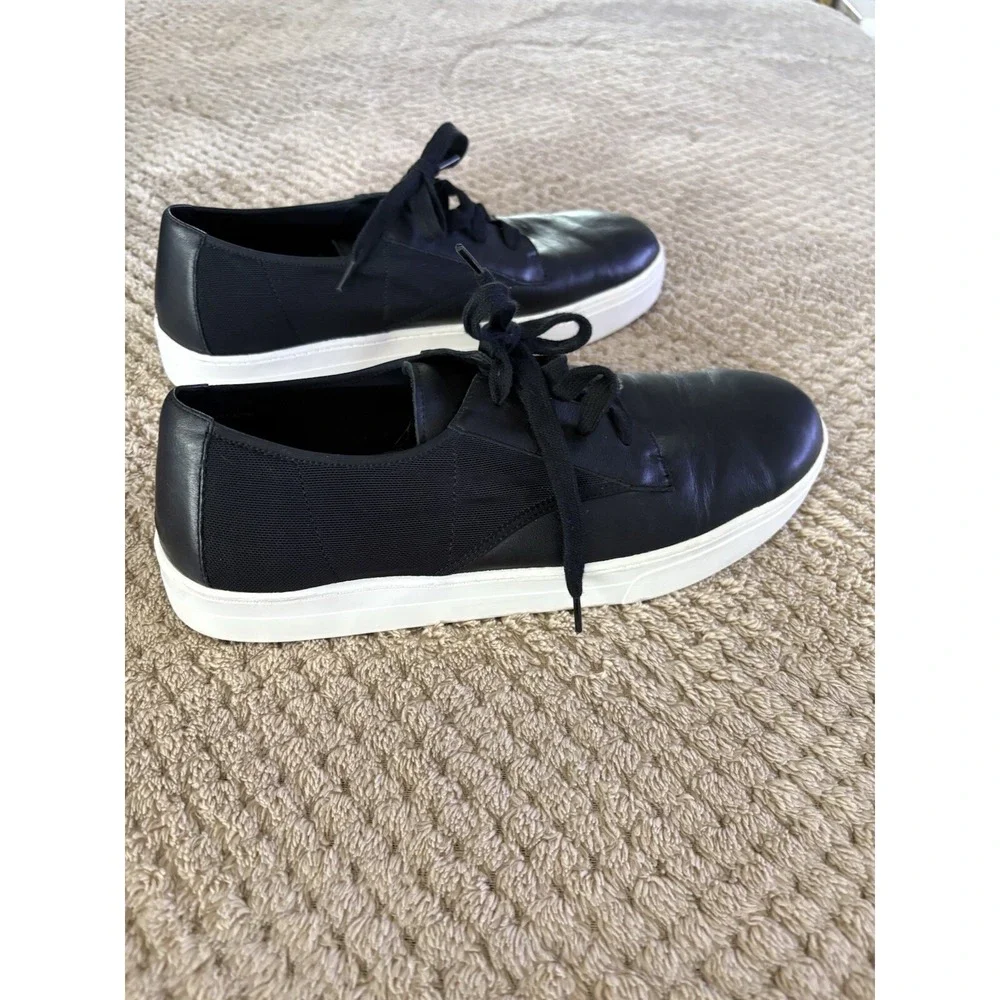 Eileen Fisher Prop Le Sneakers Womens 11 Black Leather Low-Top Platform Luxury